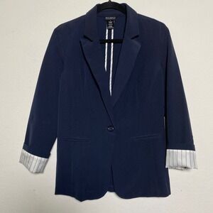 SOHO Apparel LTD. Womens Medium Navy Blue Career Office‎ Blazer Coastal Preppy